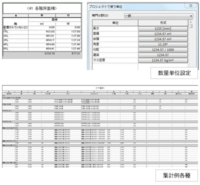 Autodesk Revit では、数量拾い出し、積算機能によりすべての数量を算出可能。